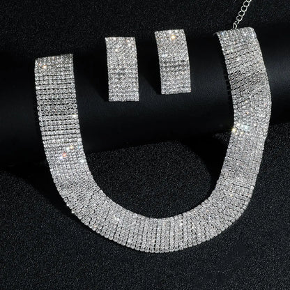 Dazzling Cascade Crystal Earrings Necklace Set – FIORENE