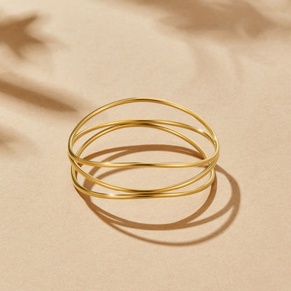 Gilded Triple Wave Bangle – FIORENE