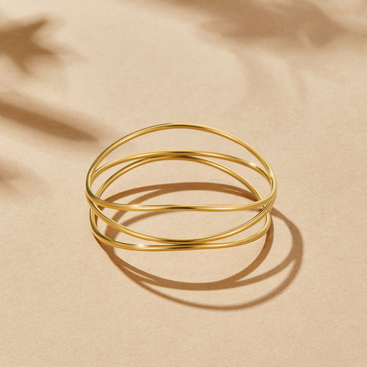 Gilded Triple Wave Bangle – FIORENE