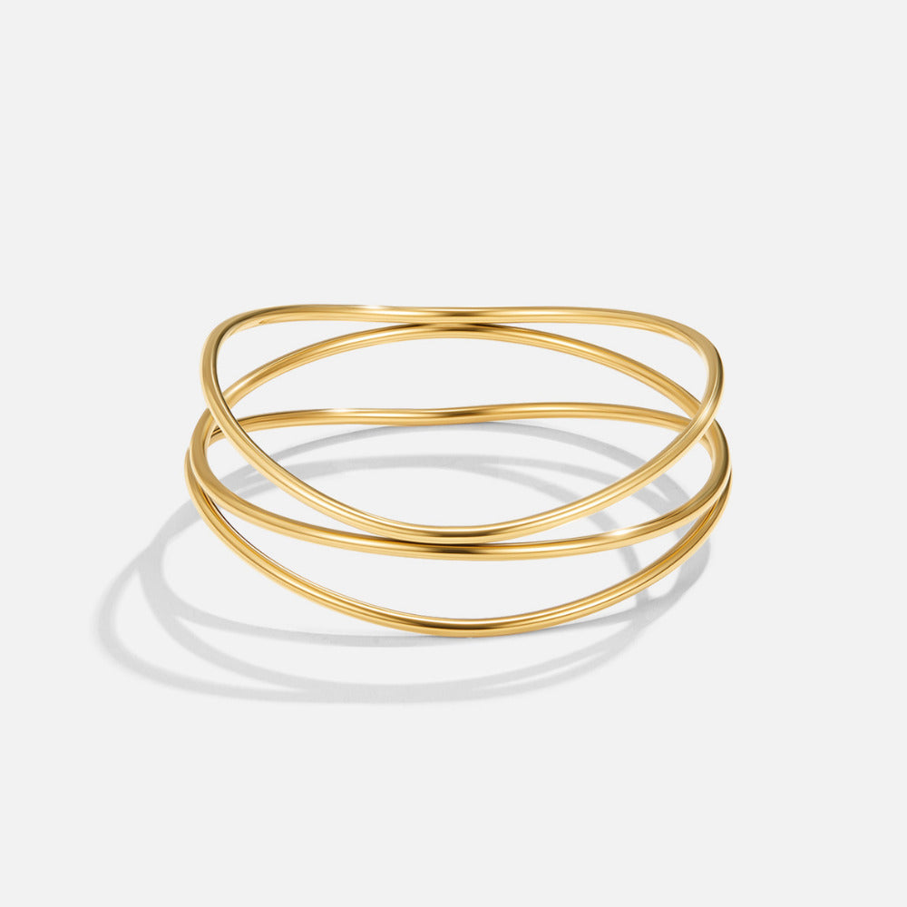 Gilded Triple Wave Bangle – FIORENE