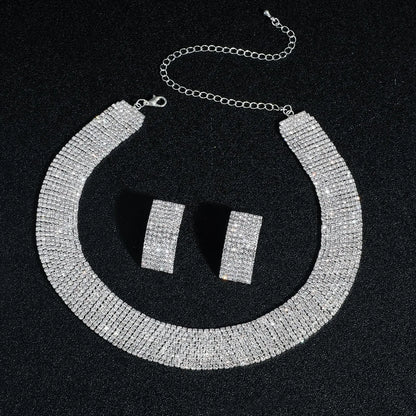 Dazzling Cascade Crystal Earrings Necklace Set – FIORENE