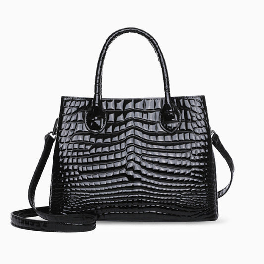 Ebony Croco Gloss Shoulder Bag – FIORENE