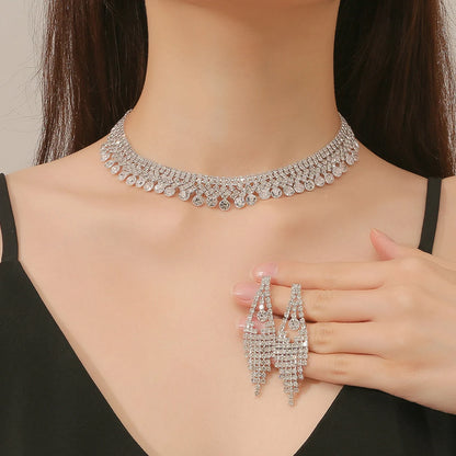 Dazzling Cascade Crystal Earrings Necklace Set – FIORENE