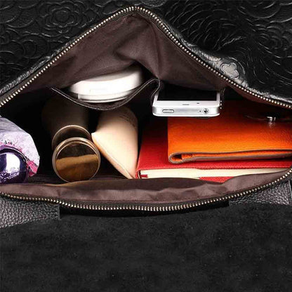 Midnight Embossed Blossom Handbag – FIORENE
