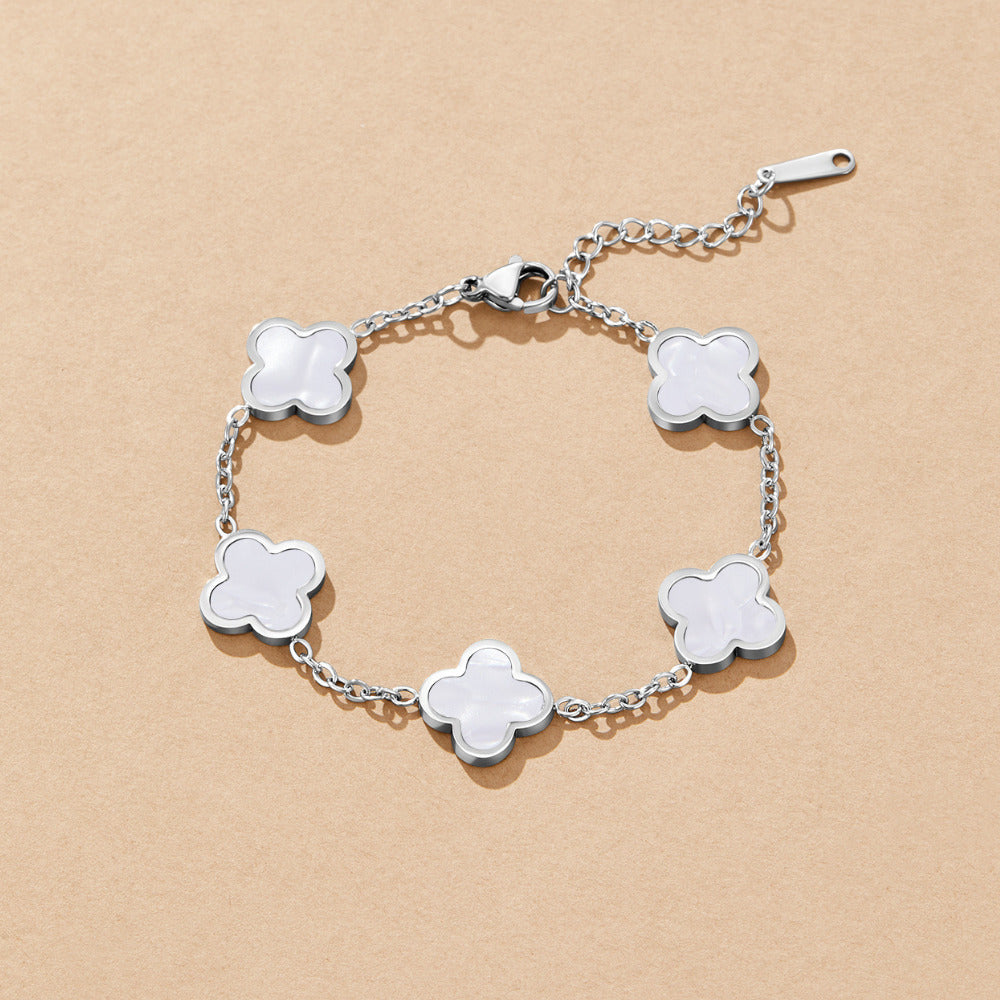 Silver Nacre Clover Bracelet – FIORENE