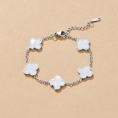 Silver Nacre Clover Bracelet – FIORENE
