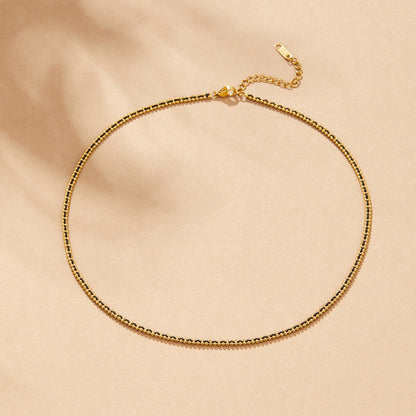 Gilded Onyx-Bead Rope Necklace – FIORENE