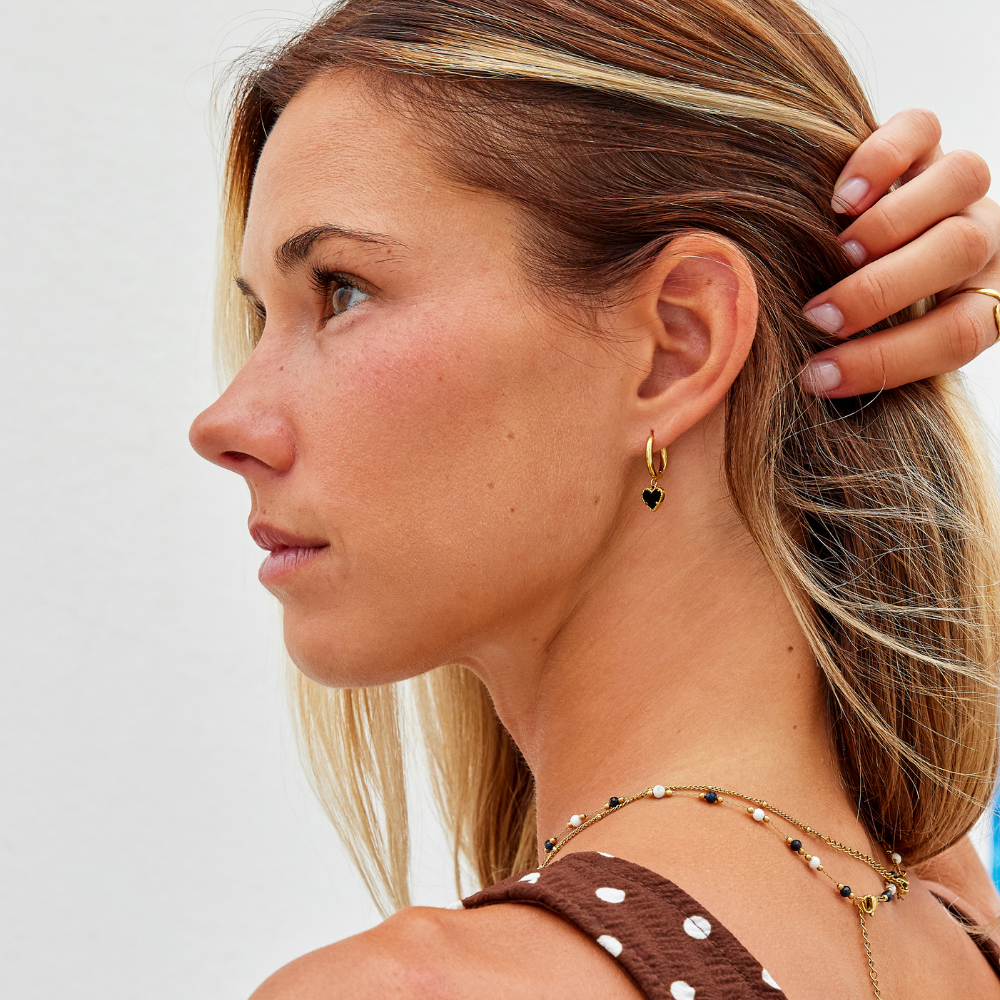 Midnight Heart Charm Earring – FIORENE