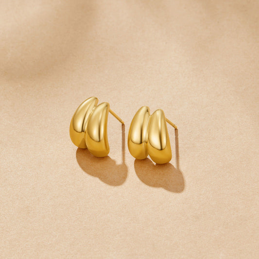 Luminous Golden Duo Studs – FIORENE
