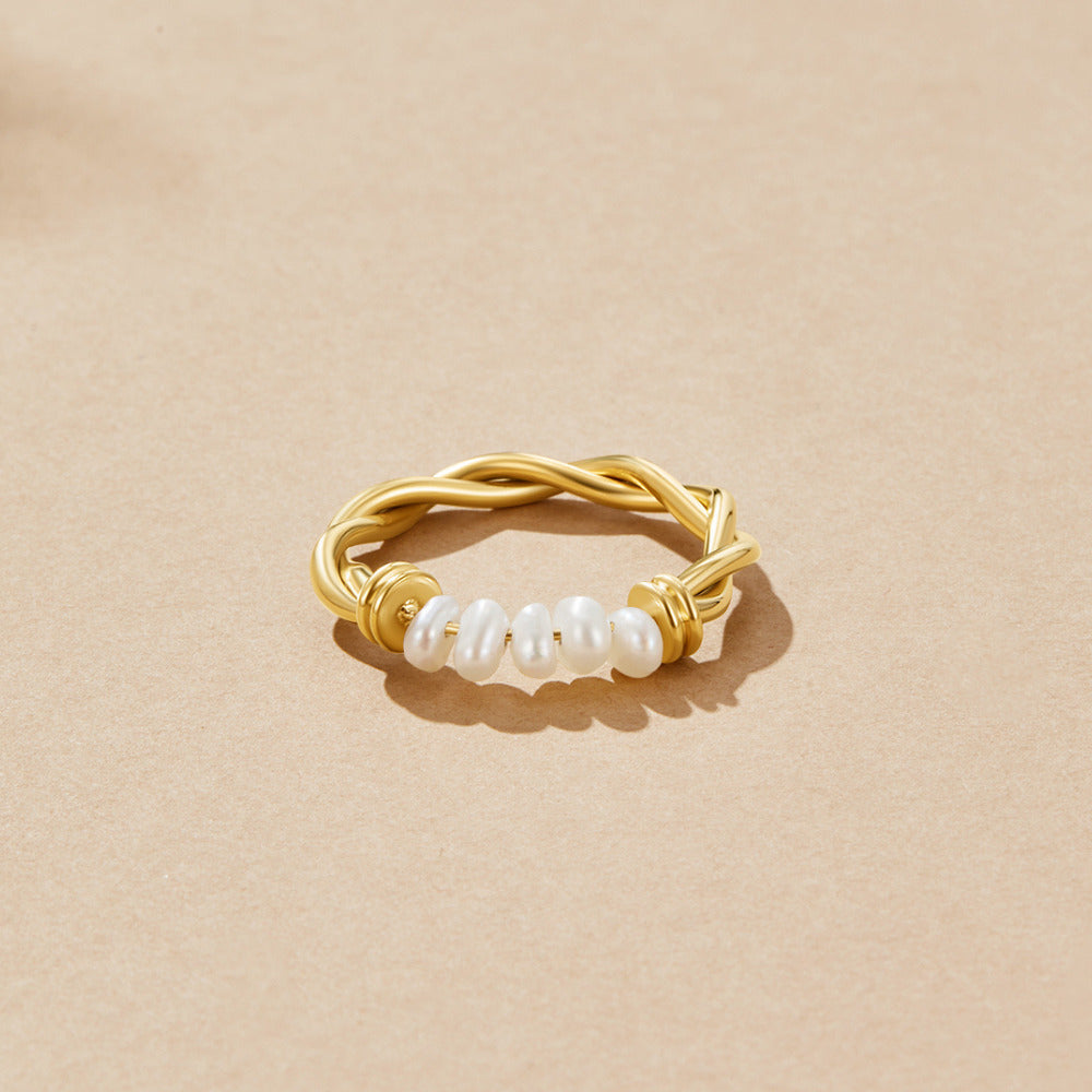 Lustrous Nacre Braid Ring – FIORENE