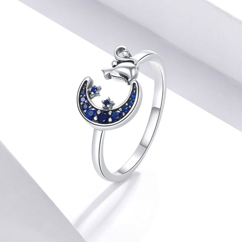 Midnight Cat Moon Ring – FIORENE