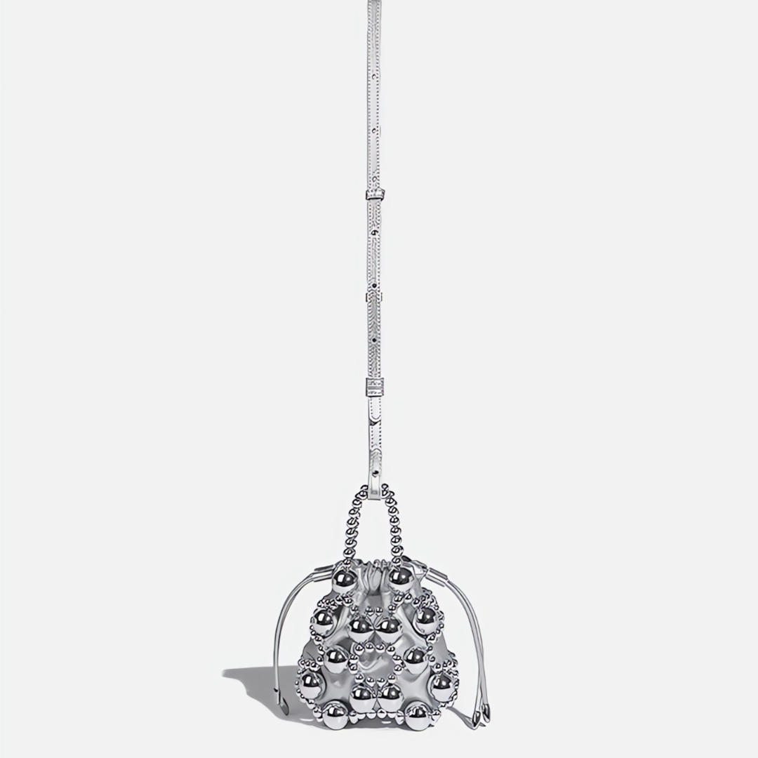 Silver Orb Beaded Handbag - FIORENE