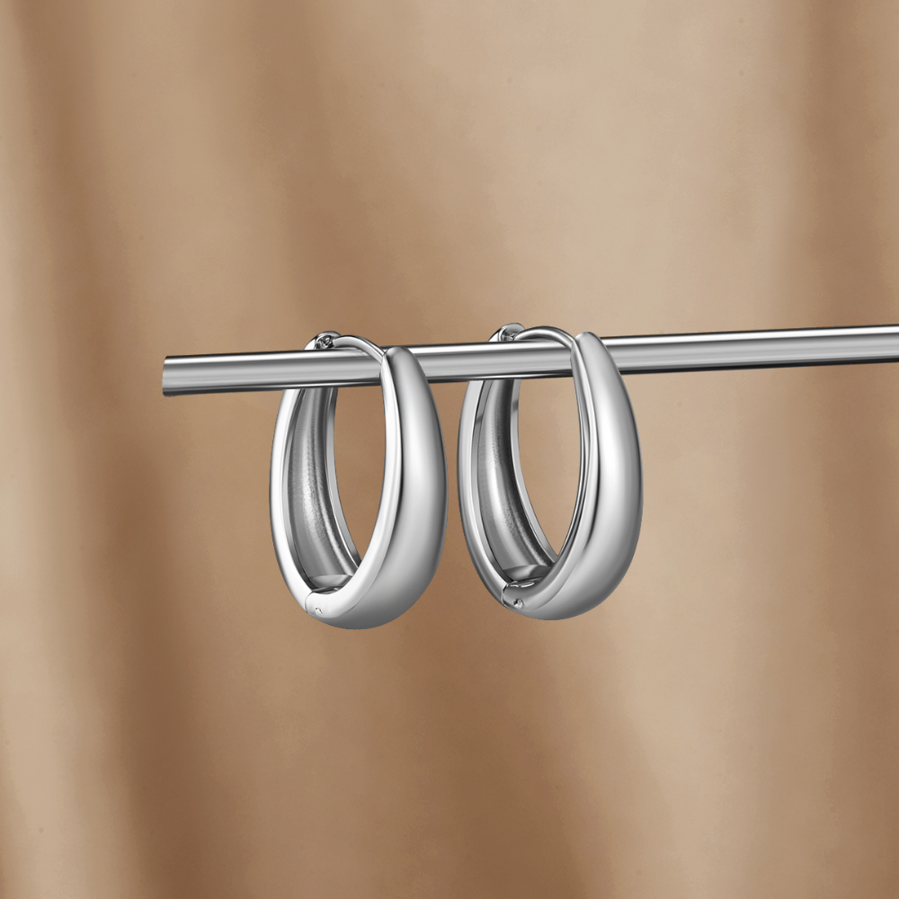 Noble Polished Silver Earrings – FIORENE