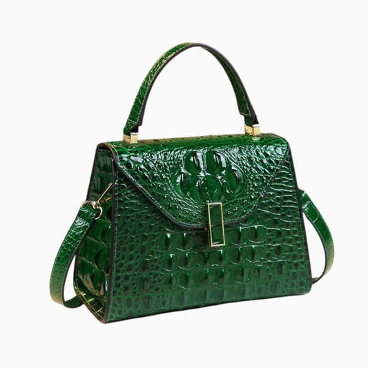 Emerald Croc Handbag – FIORENE