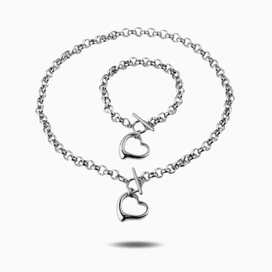 Audace Heart Chain Necklace Set – FIORENE