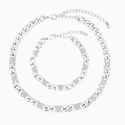Lunetta Pavé Heart Chain Set – FIORENE