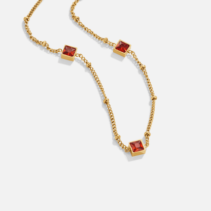 Radiant Crimson Square Necklace – FIORENE