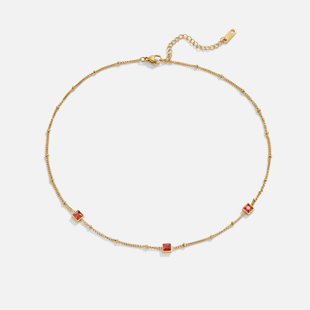 Radiant Crimson Square Necklace – FIORENE