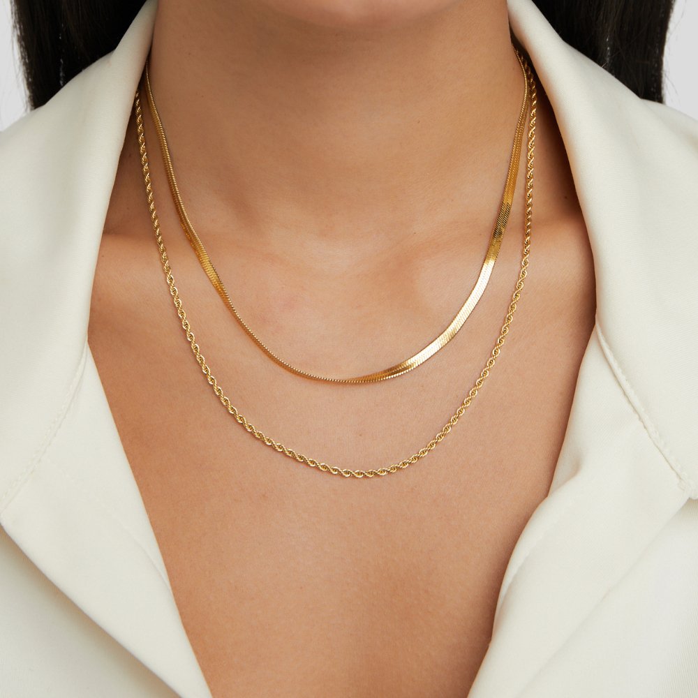 Dual-Strand Golden Twisted Mesh Chain – FIORENE