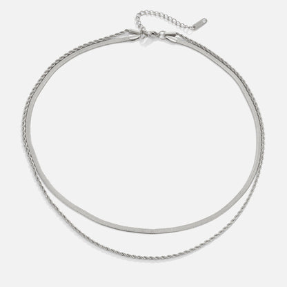 Silver Dual-Chain Necklace – FIORENE
