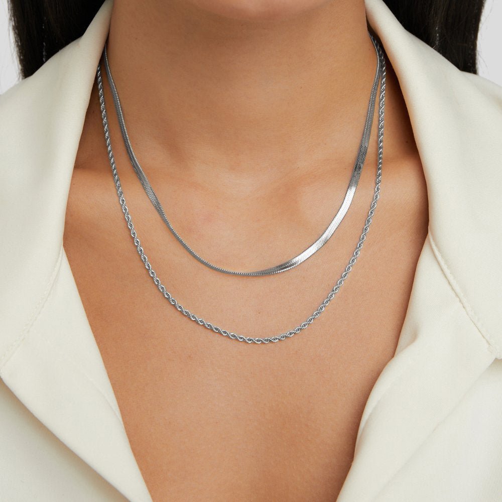 Silver Dual-Chain Necklace – FIORENE