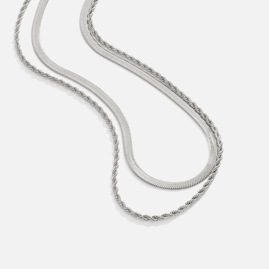 Silver Dual-Chain Necklace – FIORENE