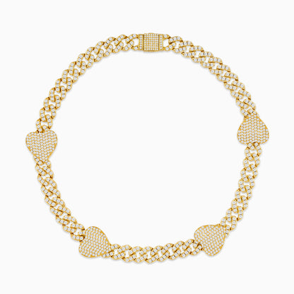 Golden Heart Diamond Chain Necklace - FIORENE