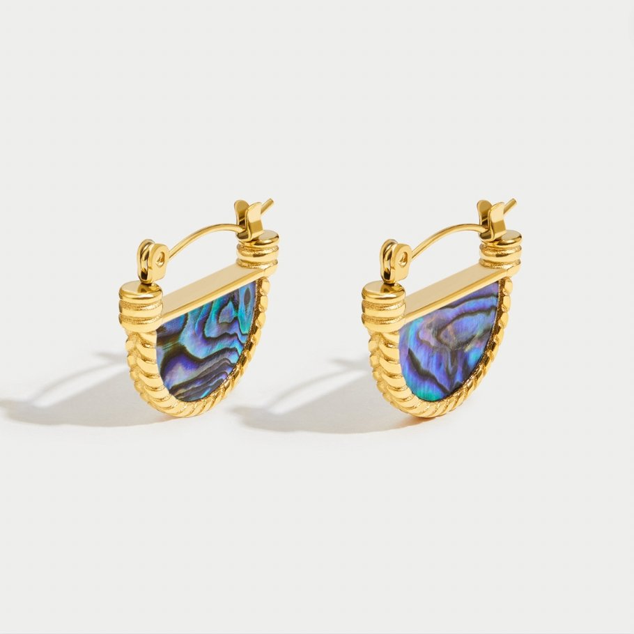 Minimalist Shimmering Shell Inlay Earrings – FIORENE