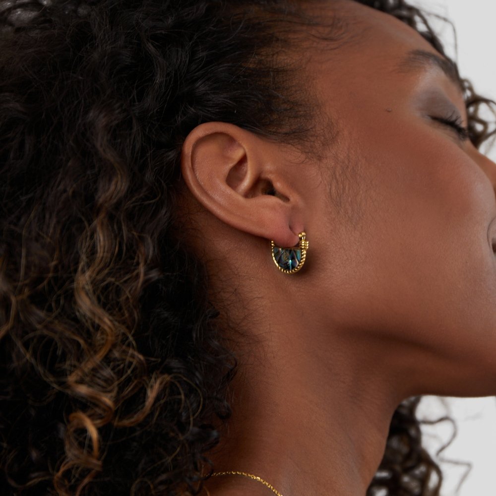Minimalist Shimmering Shell Inlay Earrings – FIORENE