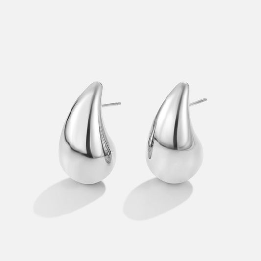Luminous Polished Teardrop Studs – FIORENE