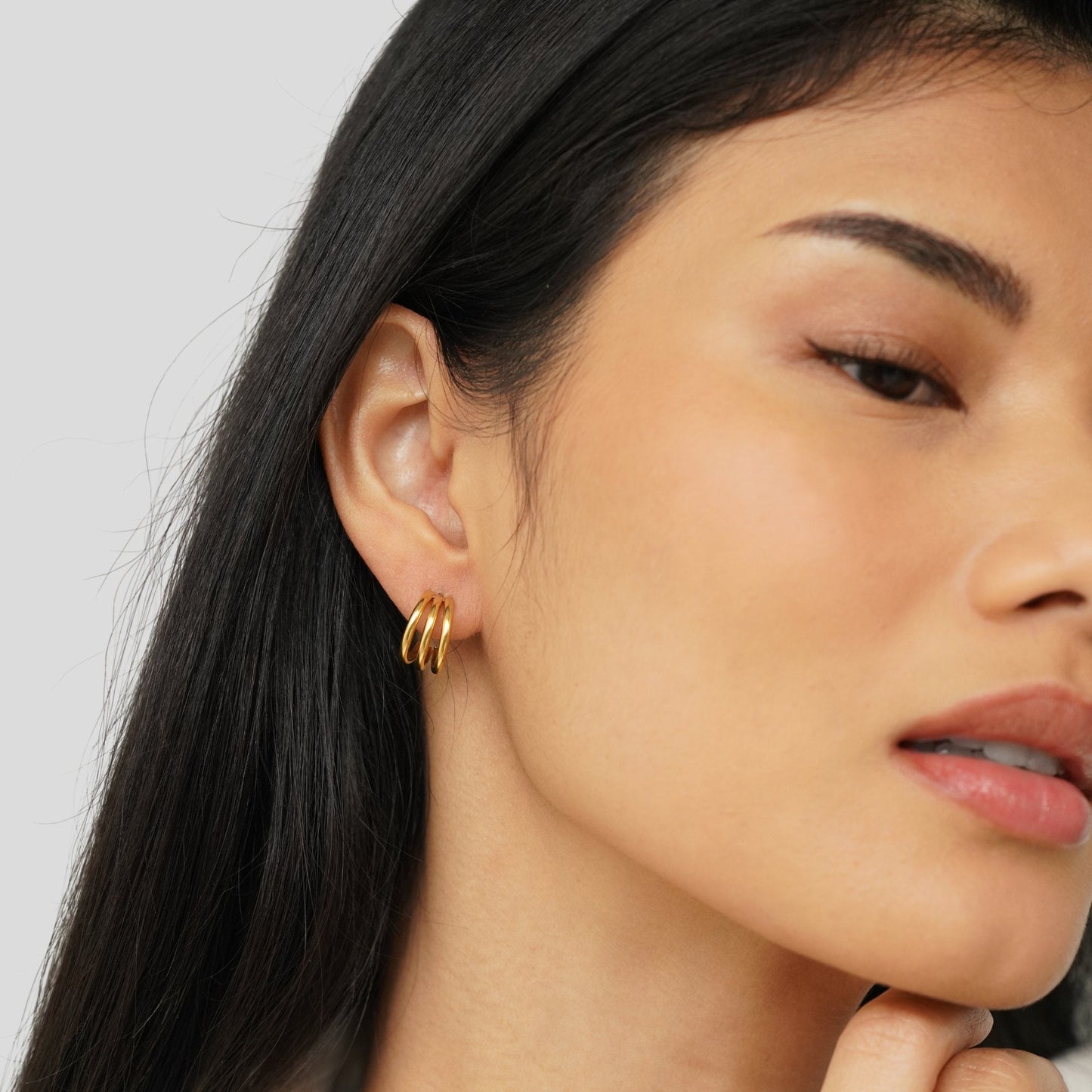 Iconic Golden Satin Tiered C-Hoops – FIORENE