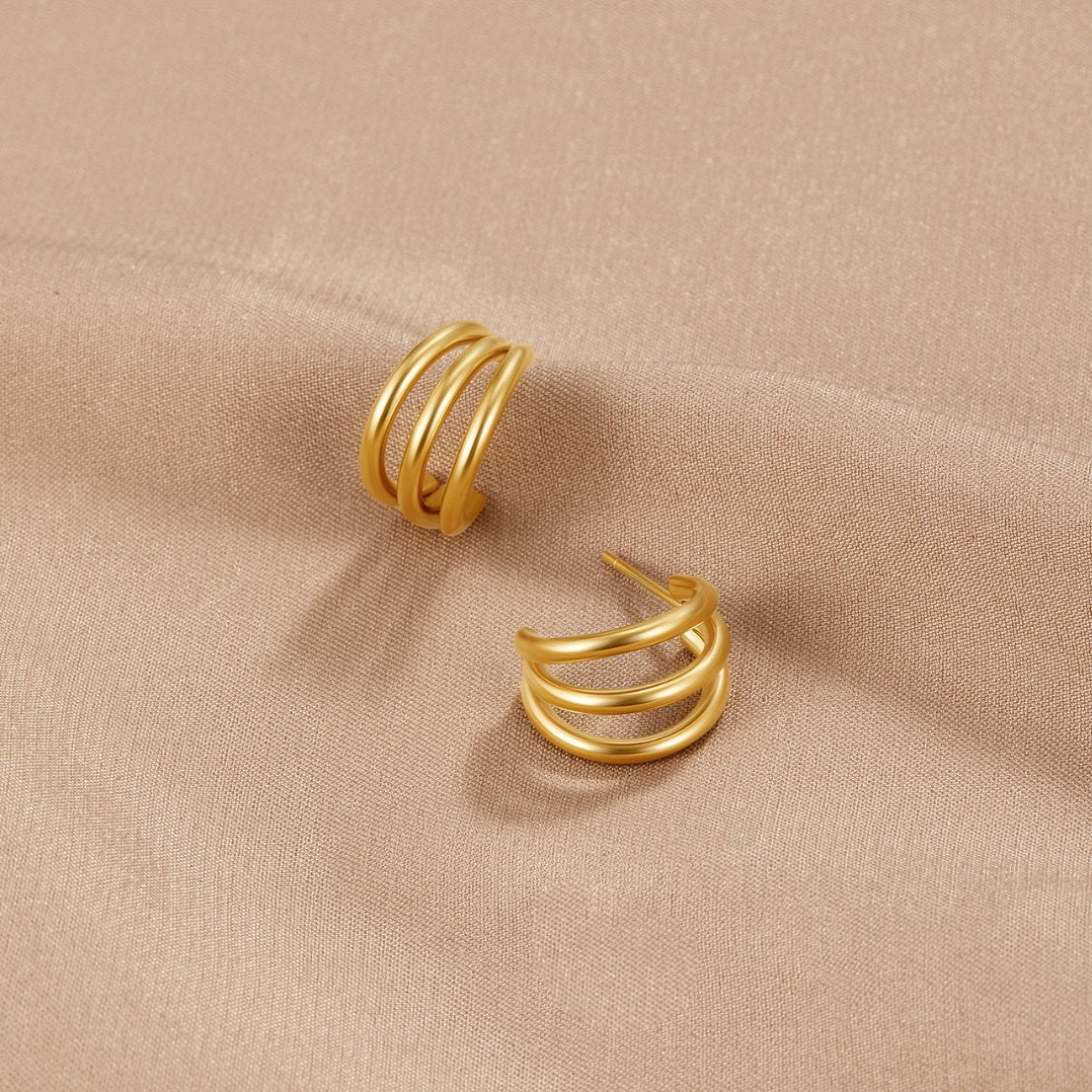 Iconic Golden Satin Tiered C-Hoops – FIORENE