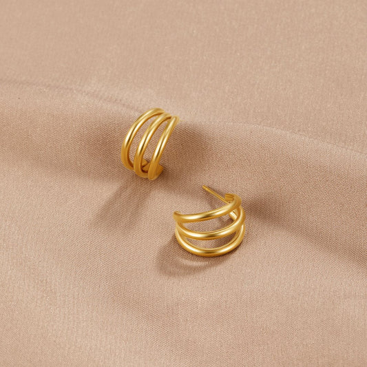 Iconic Golden Satin Tiered C-Hoops – FIORENE