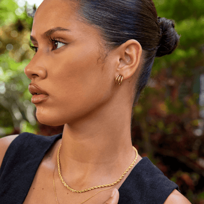 Iconic Golden Satin Tiered C-Hoops – FIORENE