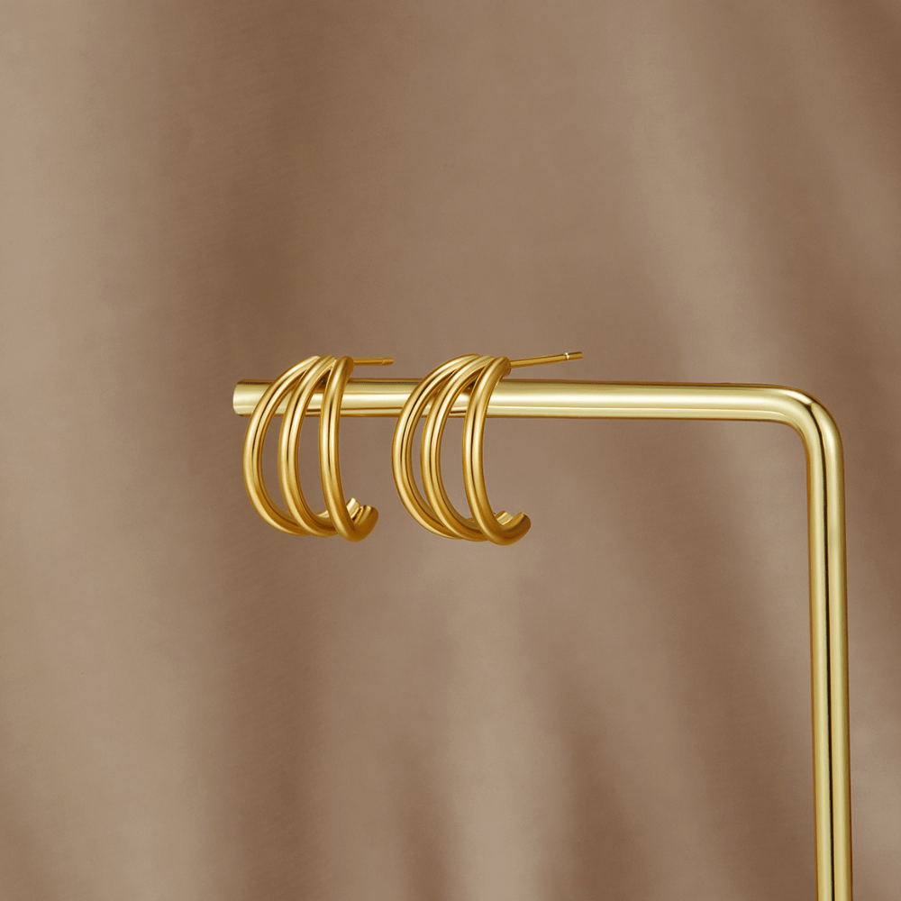 Iconic Golden Satin Tiered C-Hoops – FIORENE