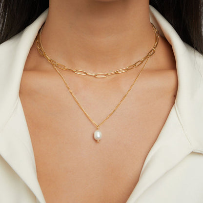 Dual-Strand Golden Pearl Drop Strand – FIORENE