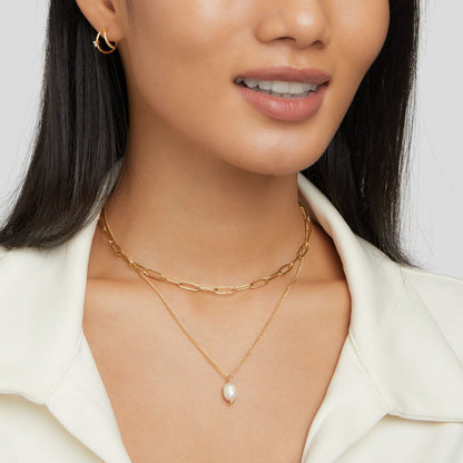 Dual-Strand Golden Pearl Drop Strand – FIORENE