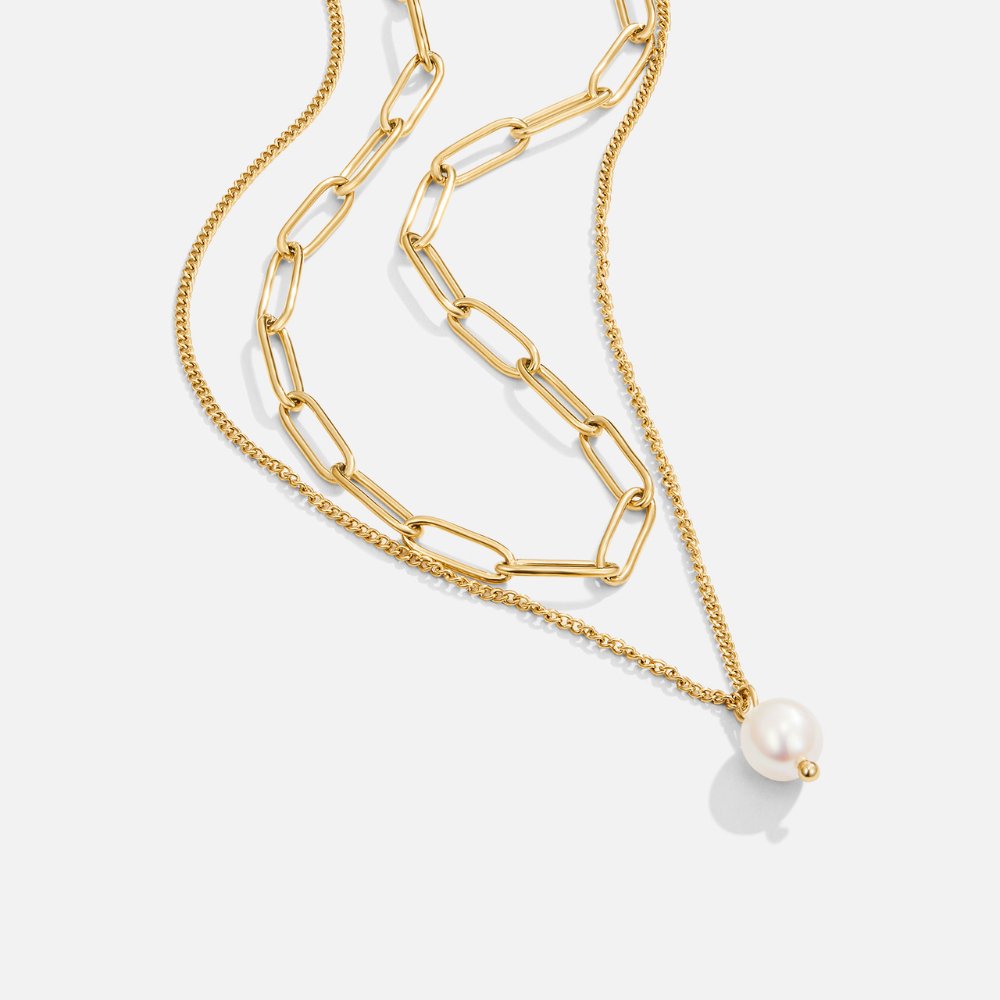 Dual-Strand Golden Pearl Drop Strand – FIORENE