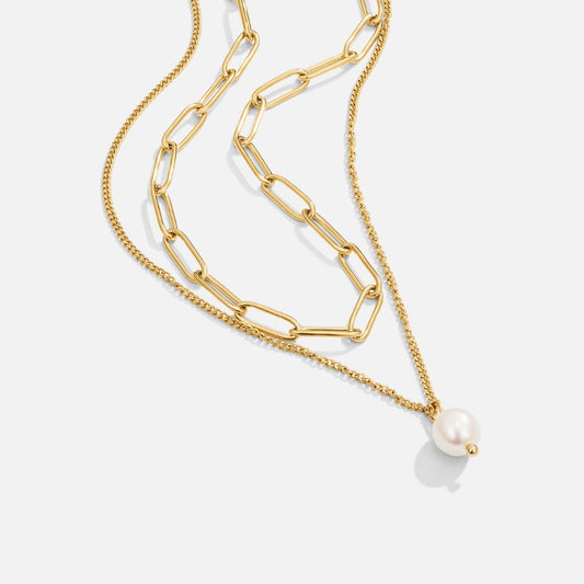 Dual-Strand Golden Pearl Drop Strand – FIORENE