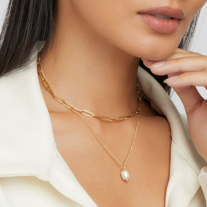 Dual-Strand Golden Pearl Drop Strand – FIORENE