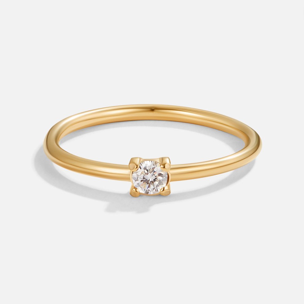 White Crystal Solitaire Ring – FIORENE