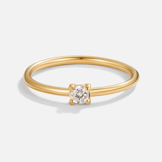 White Crystal Solitaire Ring – FIORENE
