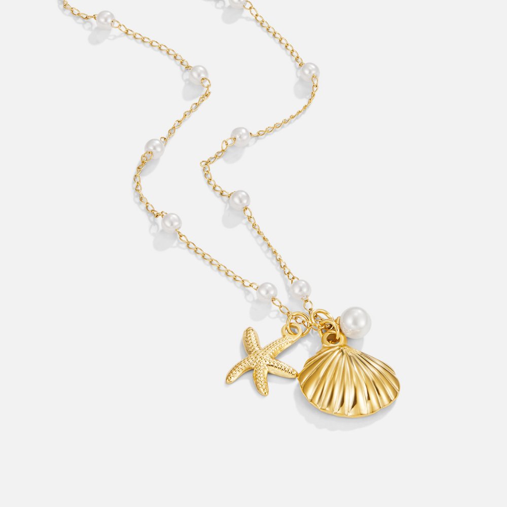 Seashell & Star Pearl Necklace – FIORENE