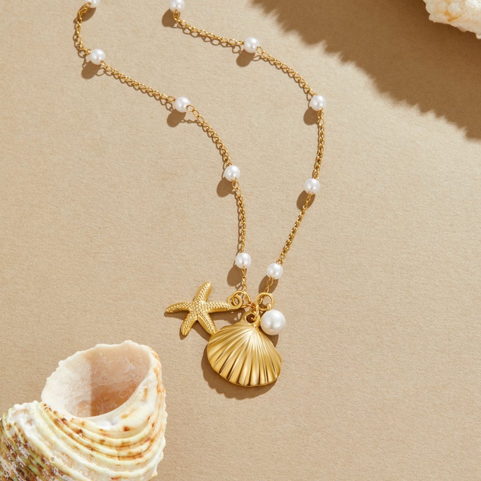 Seashell & Star Pearl Necklace – FIORENE