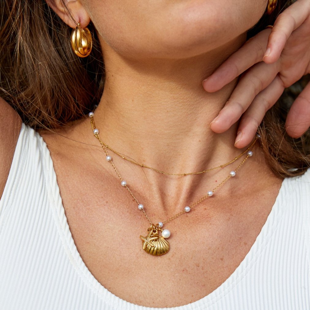 Seashell & Star Pearl Necklace – FIORENE