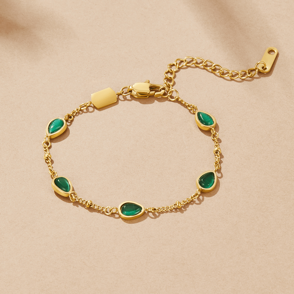 Emerald Teardrop Gilded Bracelet – FIORENE