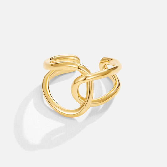 Sleek Golden Dual-Orbital Ring – FIORENE