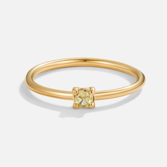 Amber Solitaire Ring – FIORENE