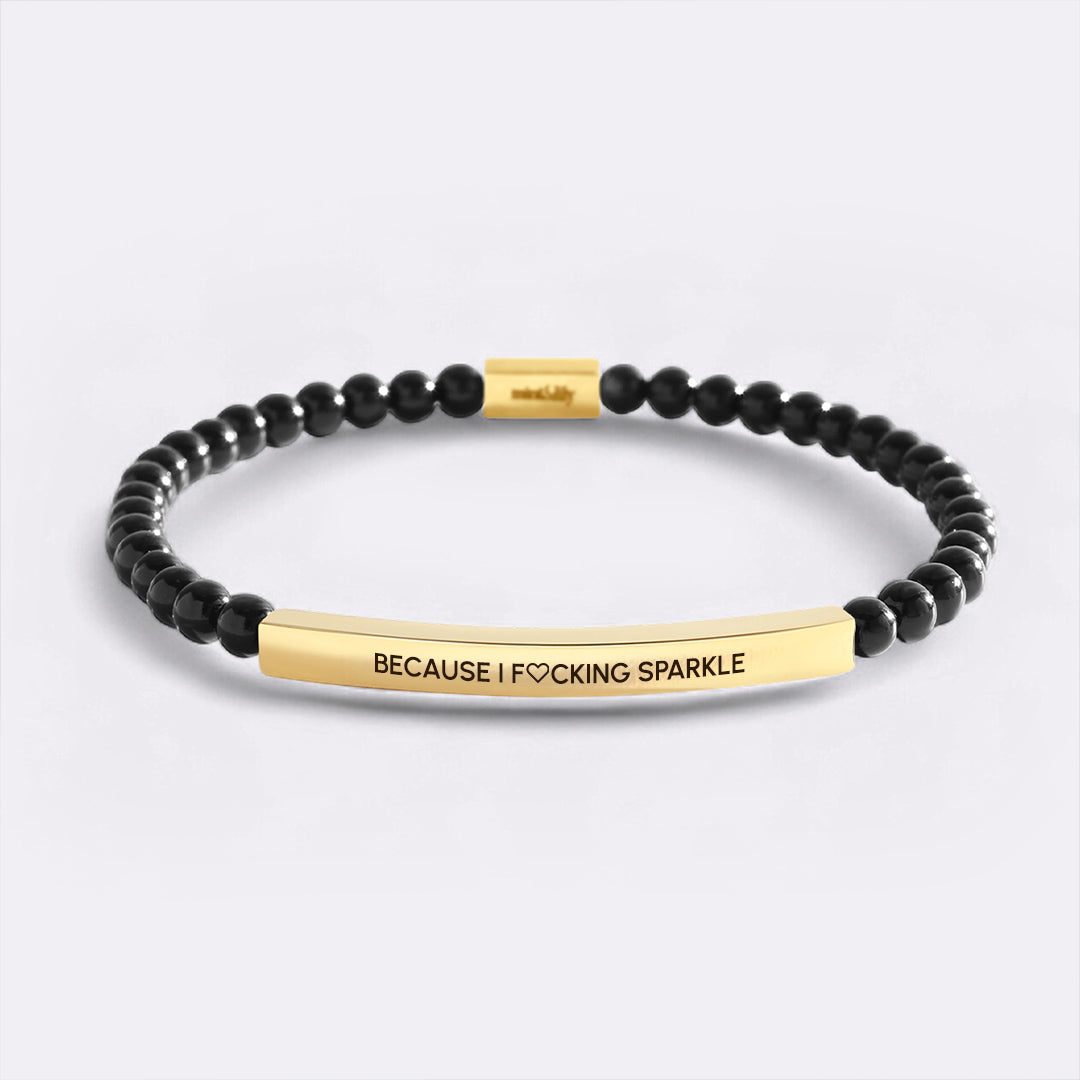Because I F♡cking Sparkle Gold Beaded Inspire Bracelet