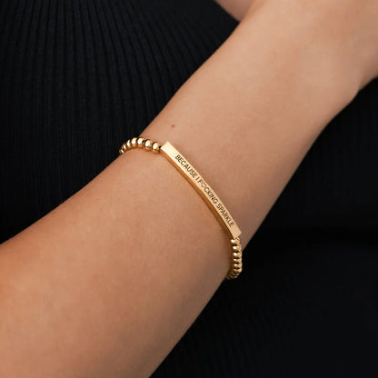 Because I F♡cking Sparkle Gold Beaded Inspire Bracelet